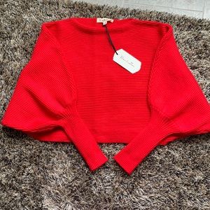 Cropped red dolman sweater